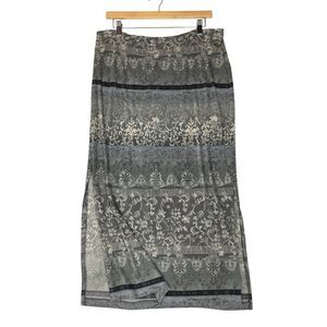 Vintage 90s Rikki J Black Floral Maxi Skirt Women Petite L USA Whimsygoth Grunge